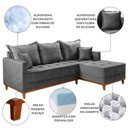 Ver imagem 6 de Sofá 3 Lugares Onix com Chaise Lado Direito 230cm em Veludo
