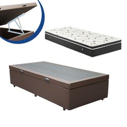 Cama Box Baú Solteiro Colchão Molas Bonnel + Box Sintético Marrom 69x88x188 - 6