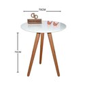 Ver imagem 2 de Mesa de Canto Pés Palito Amadeirado com Tampo Vidro 70cm Branco 70cm