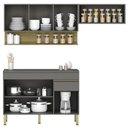 Ver imagem 2 de Armário de Cozinha 3 Peças Balcão com Tampo 120cm Lina05 K02 Gris/Freijó - Mpozenato