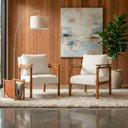 Ver imagem 1 de Kit 2 Poltrona Sala Decorativa Dallas Estofada Veludo Gelo Base Madeira Castanho - Arkell