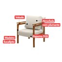 Ver imagem 6 de Kit 2 Poltrona Sala Decorativa Dallas Estofada Veludo Gelo Base Madeira Castanho - Arkell