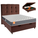 Ver imagem 1 de Conjunto Cama Box Bau Marrom Casal + Colchão D23 Pro Inducol + Cabeceira