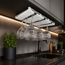 Ver imagem 4 de 2 Suportes Suspensos para Taças Organização Bar Cozinha Aço Robusto Design Moderno Preto