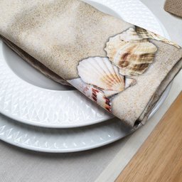 Kit 4 Guardanapos de Tecido Ring Conchas do Mar 40cmx40cm - 2