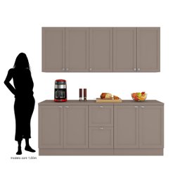 Cozinha Completa Modulada 4 Peças Com 9 Portas e 2 Gavetas Unna Cor Fumê Poliman Móveis J0011010 - F - 5