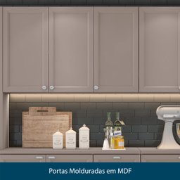 Cozinha Completa Modulada 4 Peças Com 9 Portas e 2 Gavetas Unna Cor Fumê Poliman Móveis J0011010 - F - 9