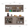 Cozinha Completa Modulada 4 Peças Com 9 Portas e 2 Gavetas Unna Cor Fumê Poliman Móveis J0011010 - F - 3