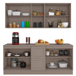 Cozinha Completa Modulada 4 Peças Com 9 Portas e 2 Gavetas Unna Cor Fumê Poliman Móveis J0011010 - F - 4