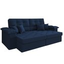 Ver imagem 3 de Sofá Vili Retrátil 3 Lugares Suede Azul Marinho 215cm Azul