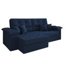 Ver imagem 5 de Sofá Vili Retrátil 3 Lugares Suede Azul Marinho 215cm Azul
