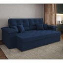Ver imagem 1 de Sofá Vili Retrátil 3 Lugares Suede Azul Marinho 215cm Azul