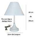 Ver imagem 3 de Abajur para Sala ou Quarto Base Branco e Cúpula de algodão Branco