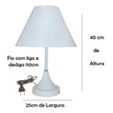 Ver imagem 3 de Abajur para Sala ou Quarto Base Branco e Cúpula de algodão Branco