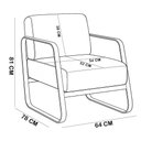 Ver imagem 2 de Poltrona Decorativa para Sala Living Base Industrial Preta Marathi K01 Couríssimo Camel - Lyam