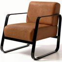 Ver imagem 7 de Poltrona Decorativa para Sala Living Base Industrial Preta Marathi K01 Couríssimo Camel - Lyam