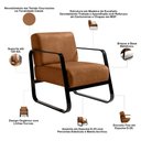Ver imagem 6 de Poltrona Decorativa para Sala Living Base Industrial Preta Marathi K01 Couríssimo Camel - Lyam