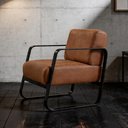 Ver imagem 4 de Poltrona Decorativa para Sala Living Base Industrial Preta Marathi K01 Couríssimo Camel - Lyam