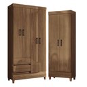 Ver imagem 1 de Guarda Roupa Solteiro 4 Portas com Pés Fit com Armário Multiuso Fit Jequitibá Acetinado - Santos And