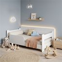 Ver imagem 3 de Cama Montessoriana Infantil Menina com Grade de Proteção para Transição - Branco