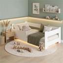 Ver imagem 4 de Cama Montessoriana Infantil Menina com Grade de Proteção para Transição - Branco