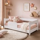 Ver imagem 7 de Cama Montessoriana Infantil Menina com Grade de Proteção para Transição - Branco