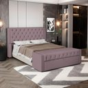 Ver imagem 2 de Cabeceira e Calçadeira Báu King Size Atena 195cm Capitonê Veludo Rosê - Desk Design