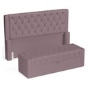 Ver imagem 1 de Cabeceira e Calçadeira Báu King Size Atena 195cm Capitonê Veludo Rosê - Desk Design