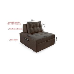 Puff Cama Sofá Retrátil Cozy Boucle Luxo Descanso - 5