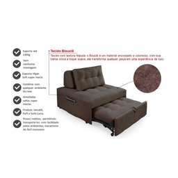 Puff Cama Sofá Retrátil Cozy Boucle Luxo Descanso - 6