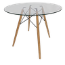 Mesa Jantar Redonda Vidro Temperado 90cm Pé Base Eiffel Charles Eames - 1