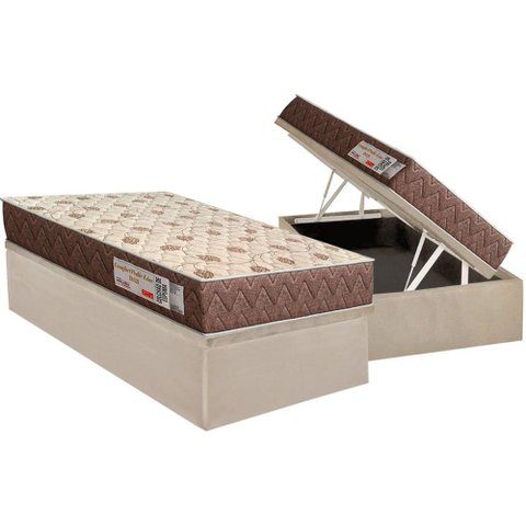 Conjunto Box Baú Solteiro: Colchão Espuma Orthoflex D33 Comfortpedic + Base Crc Suede Clean(88x188