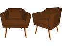Ver imagem 1 de Kit 2 Poltronas Decorativa Agatha Couro Marrom Pés Madeira Ms Decor