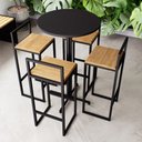 Ver imagem 1 de Conjunto Mesa Redonda Alta Preta 4 Cadeiras Pequena Estofado Industrial Black Don Castro Decor Indus