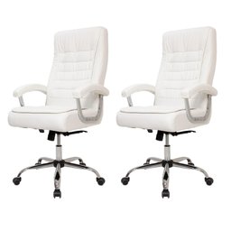 Kit 2 Cadeiras de Escritório Presidente Alta Big Confortável Molas Ensacadas Pillow Top Branca - 1