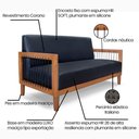 Ver imagem 2 de Kit 2 Poltronas e Sofá Living 2 Lugares Marilia 1,60m Corano Preto Base em Madeira Castanho