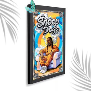 Quadro Decorativo Snoop Dogg Cartoon + Vidro 33x25 Sala:preto