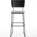 Ver imagem 5 de Kit 04 Banquetas Altas Sala Jantar Fixa Allana L02 Couríssimo Preto Linho Cinza - Lyam Decor