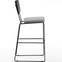 Ver imagem 6 de Kit 04 Banquetas Altas Sala Jantar Fixa Allana L02 Couríssimo Preto Linho Cinza - Lyam Decor