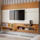 Ver imagem 2 de Painel para Tv 65 Pol Suspenso 220cm 2 Nichos Hexagon D03 Off White Freijó - Lyam Decor