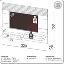 Ver imagem 6 de Painel para Tv 65 Pol Suspenso 220cm 2 Nichos Hexagon D03 Off White Freijó - Lyam Decor