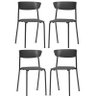 Kit 4 cadeira fixa Bit preta fk - 1