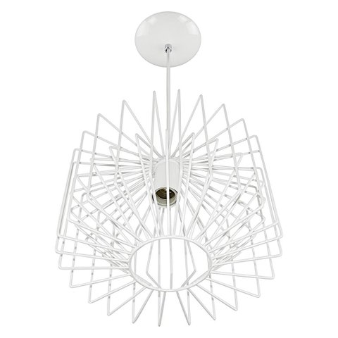 Lustre Pendente Esfera Kuhi Prisma Branco Sala Quarto