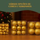 Ver mais imagens de Kit 60 Bolas Dourado Natal Lisas/Foscas/Glitter c/ Ponteira Enfeite