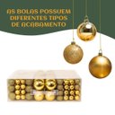 Ver imagem 5 de Kit 60 Bolas Dourado Natal Lisas/Foscas/Glitter c/ Ponteira Enfeite