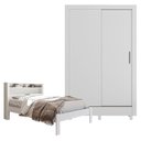 Ver imagem 1 de Guarda Roupa Bélgica 2 Portas e Cama Casal Invicta Branco Brilho - Santos Andirá