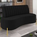 Ver imagem 1 de Sofá 2 Lugares 135cm Pés Aço Dourado Tamar Veludo Preto Z08 - Mpozenato