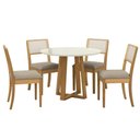 Ver imagem 2 de Conjunto Mesa Elma Premium Madeira Maciça C/ Tampo Madeirado C/ Vidro 105x105cm e 4 Cadeiras Lola