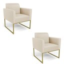 Ver imagem 1 de Kit 2 Poltronas Base Industrial Dourado Marisa Corino D03 - D\'rossi Cor Preto