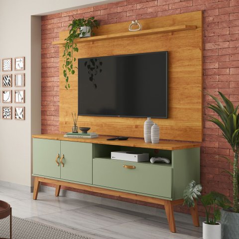 Rack com Painel Sirius 1.4 para Sala Tv 55 Polegadas - 3 Cores:alecrim/cinamomo